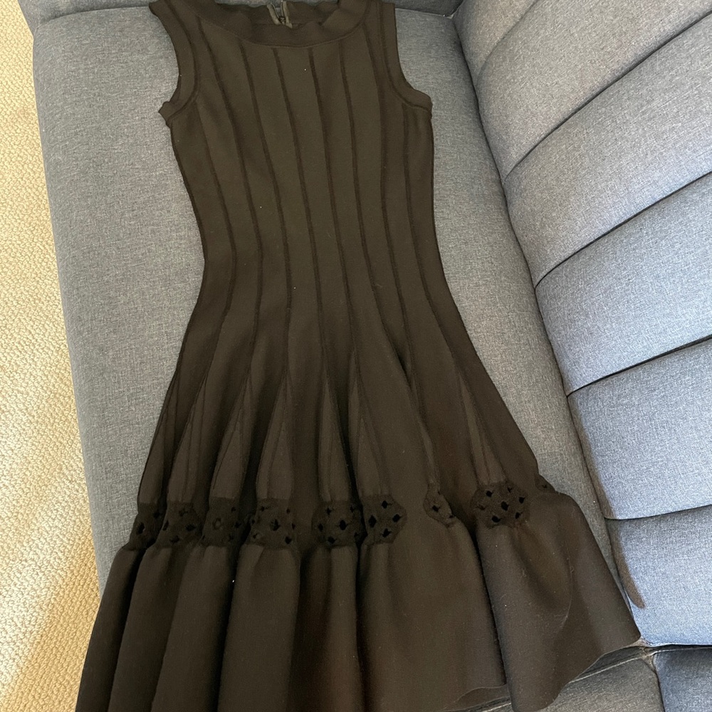 Alaia Black Dress sleeveless classic multiple layers hems prom party dress mini